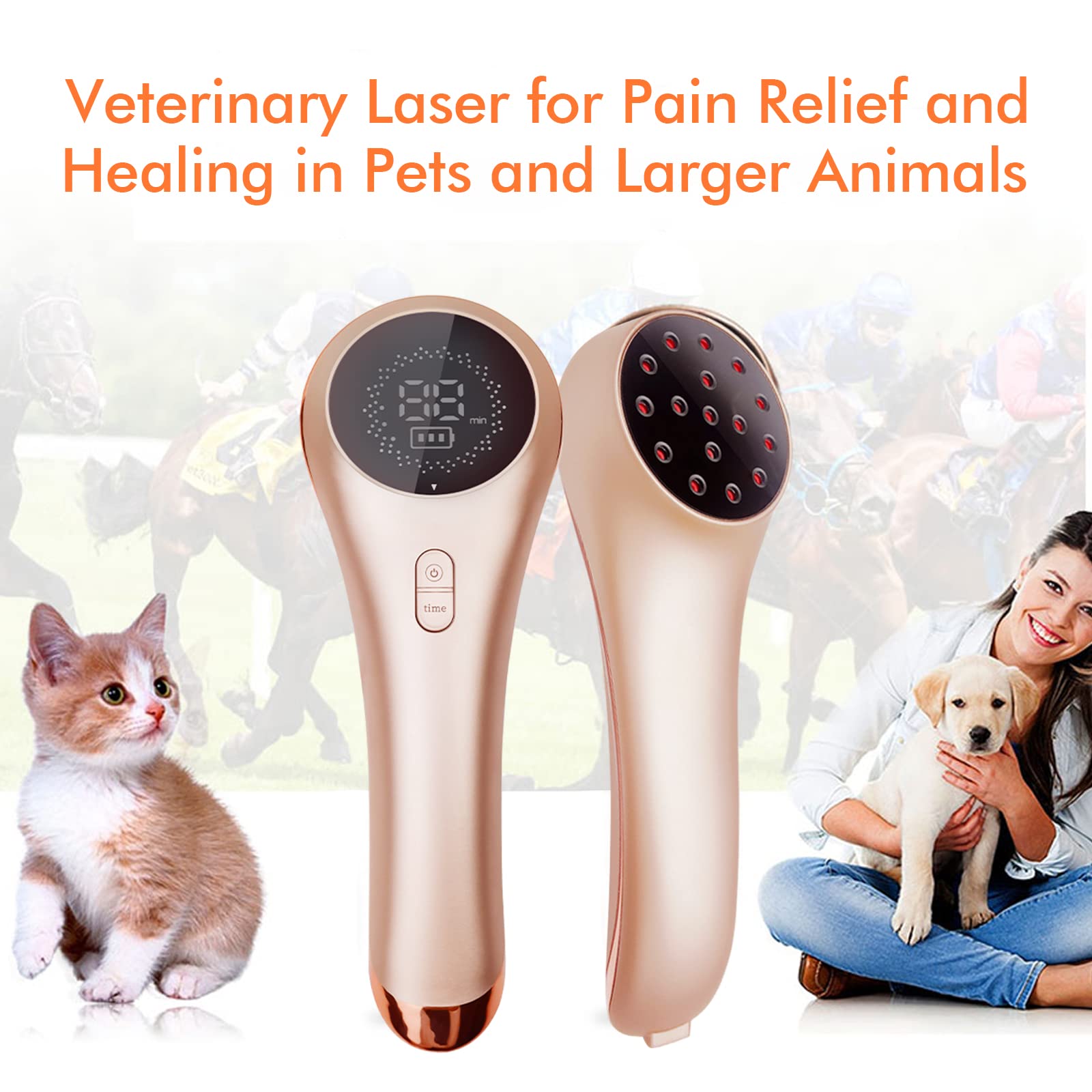 Coldlaser Veterinary Physiotherapy Vet Use Device, Muscle & Joint Pain Relieve Treat Arthritis, Portable Infrared Red Light Machine with 5*808nm & 11*650nm Wavelength for Pet Dog, Cat, Horse, Cattle