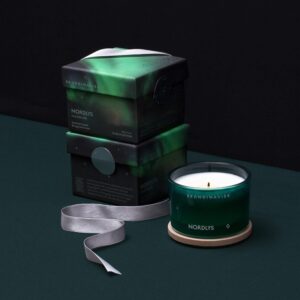 Skandinavisk NORDLYS 'Northern Lights' Scented Candle. Fragrance Notes: Arctic Intensity and Celestial Colour, a Singular Symphony for Senses. 3.17 oz.