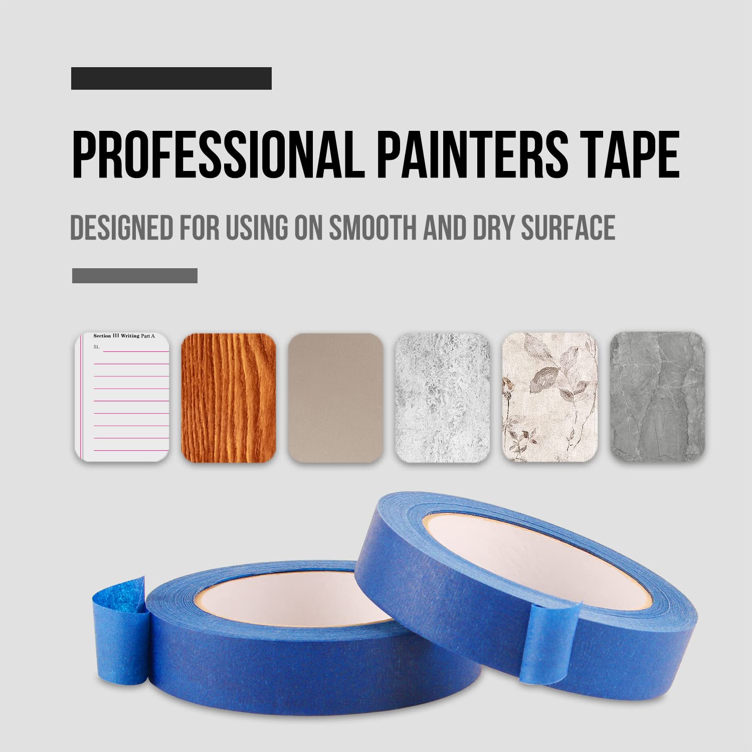 Lichamp 3 Pack Blue Painters Tape 1 inch, Blue Masking Tape 1 inch x 55 Yards x 3 Rolls (165 Total Yards)