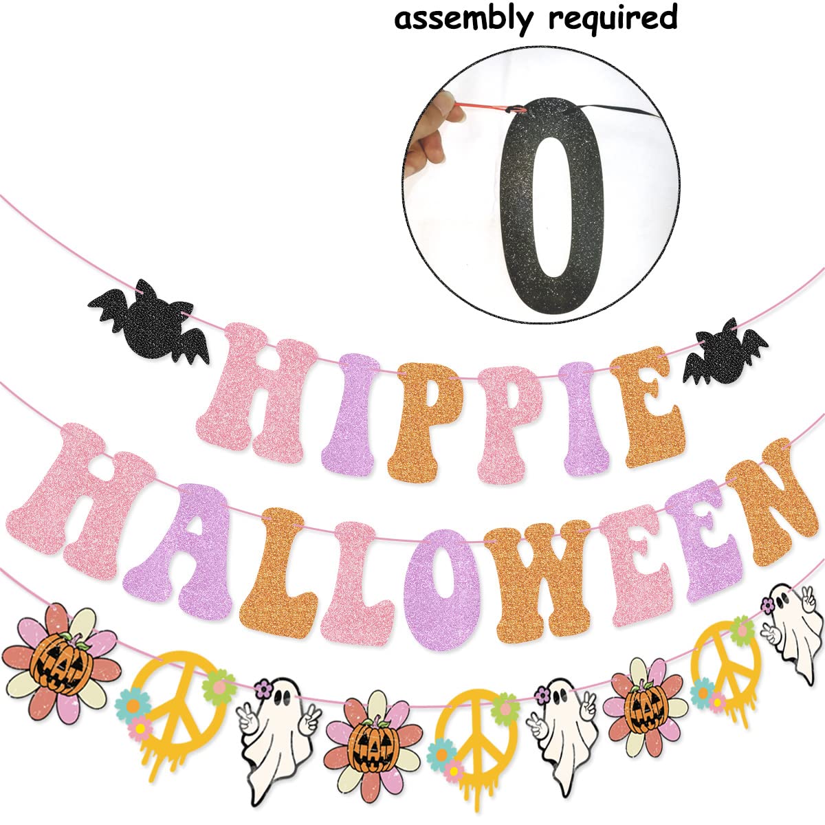 Hippie Halloween Banner Garland for Groovy Hippie Halloween Party Retro Halloween Party Decorations