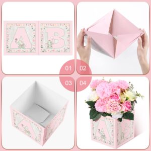 10 Pcs Baby Shower Flower Boxes Centerpieces Decorations Rustic Elephant Floral Baby Boxes with Letters Baby Shower Box Block for Tables Boy Girl Gender Reveal Birthday Party(Elephant Style)