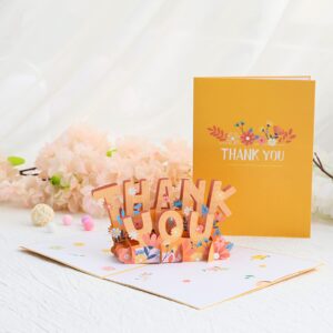 Niewalda Thank You Pop Up Card, 5.9x7.9-3D Pop Up Greeting Card, Thank You Card for Family, Teachers, Friends, Colleague