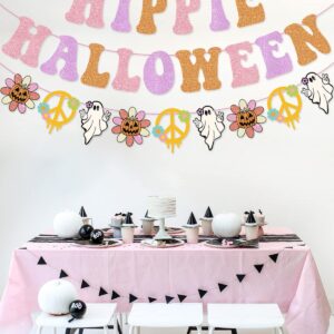 Hippie Halloween Banner Garland for Groovy Hippie Halloween Party Retro Halloween Party Decorations