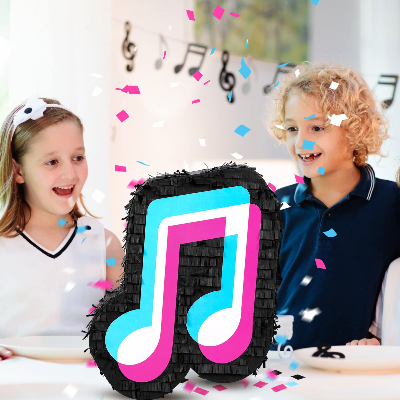 Small Music Party Piñata Birthday Party Decorations DJ Short Video Party Social Media Theme Party Baby Shower with Wooden Stick Paper Blindfold Confetti Set for Boys Girls Adults, 16.1 x 12 x 2.8 Inch