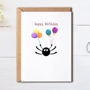 Happy Birthday Card - Studio Ghibli Soot Ball Birthday Card Spirited Away Totoro Japanese Anime Friend Hand Drawn Kiki - Spider Birthday Card, 5 x 7 inches