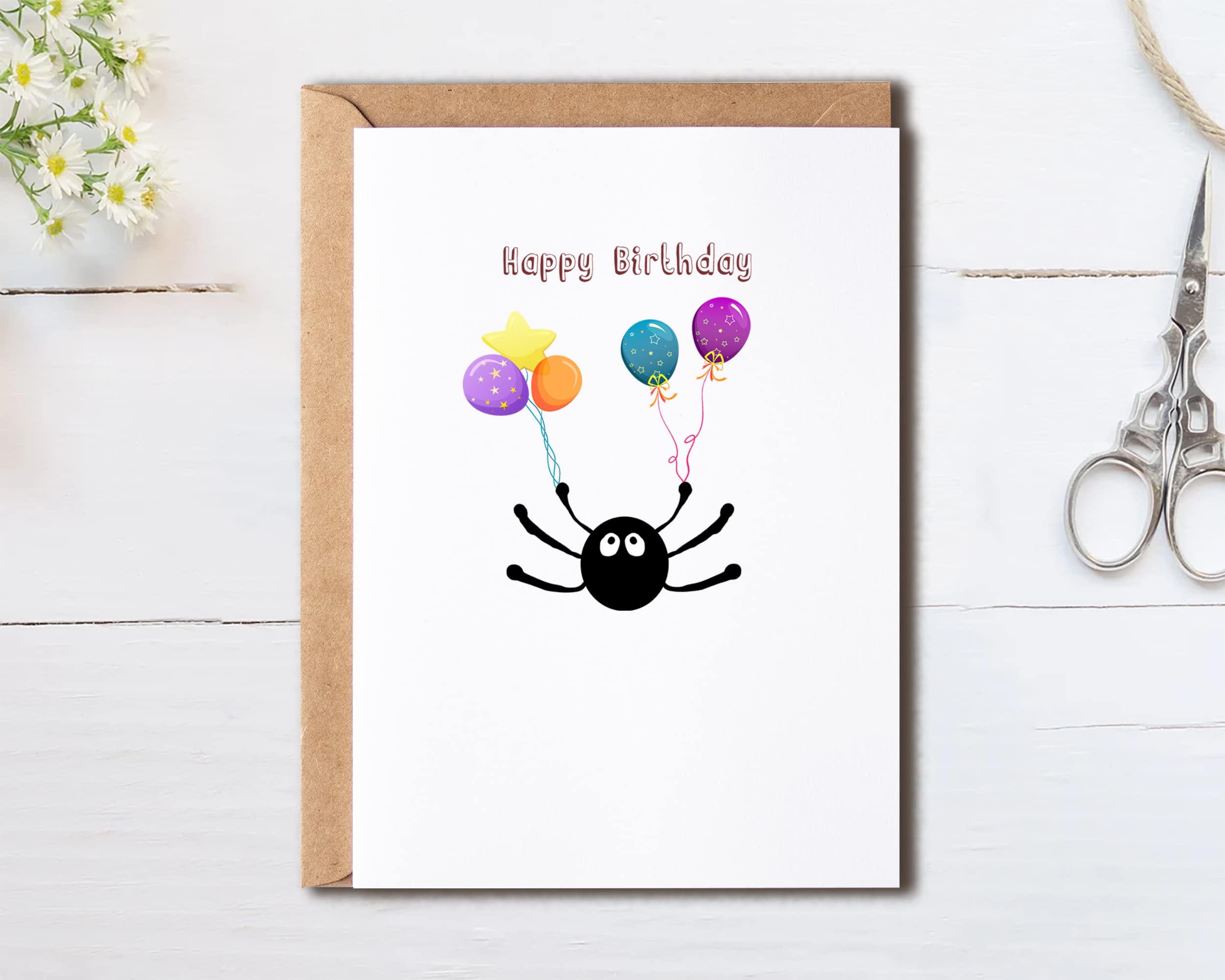 Happy Birthday Card - Studio Ghibli Soot Ball Birthday Card Spirited Away Totoro Japanese Anime Friend Hand Drawn Kiki - Spider Birthday Card, 5 x 7 inches