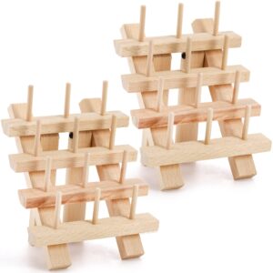 tosnail 2 pack 12 spools wooden thread holder, small thread racks, thread organizer for sewing, braiding and embroidery