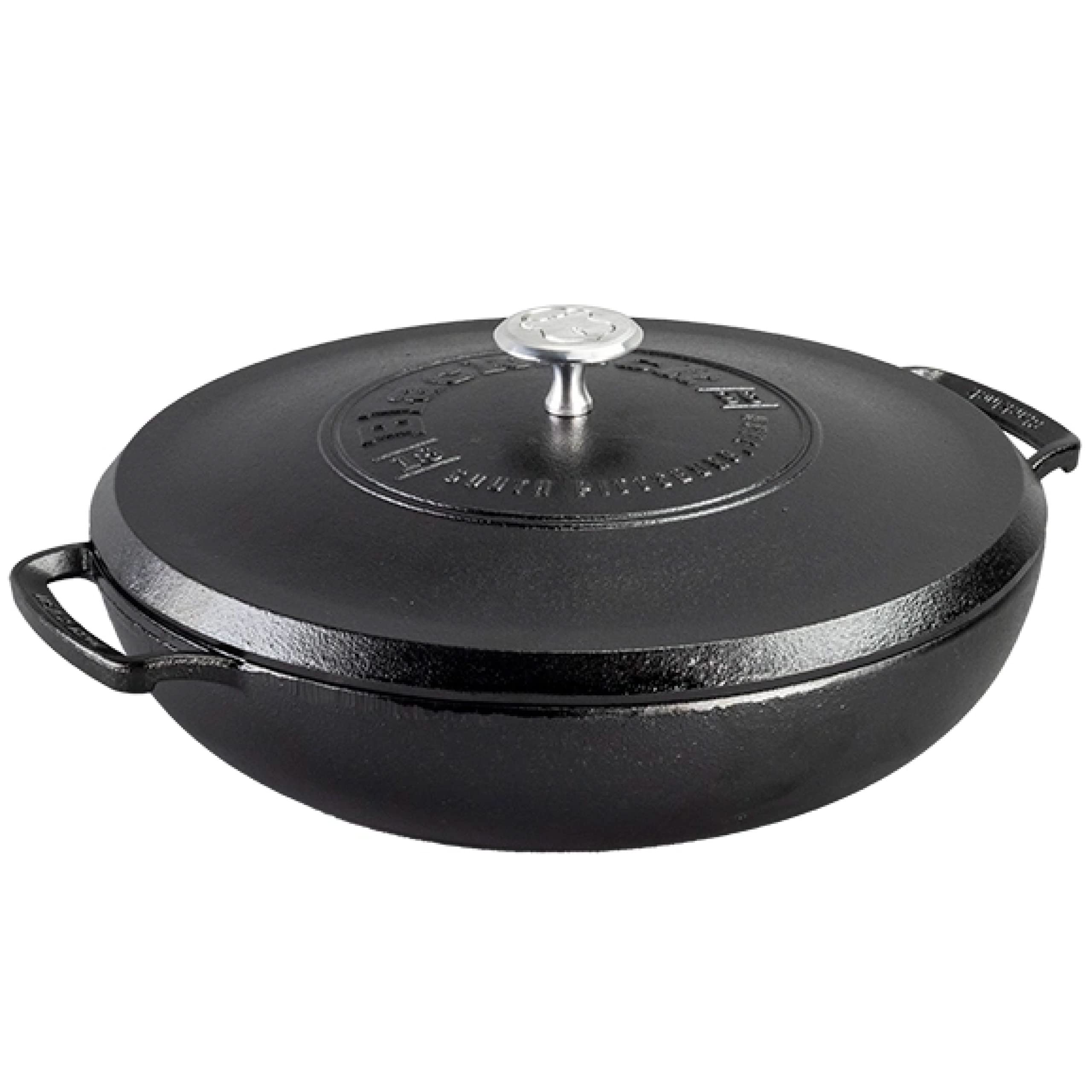 Lodge 4 Quart Cast Iron Blacklock Braiser with Lid, Triple Seasoned - 4 qt