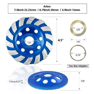 SALI Diamond Concrete Grinding Wheel 4 1/2 inch for Polishing and Cleaning Stone Concrete Surface, Cement, Marble, Rock, Granite, and Thinset Removing, Angle Grinder Segment Wheels Cup 115 * 22.2MM