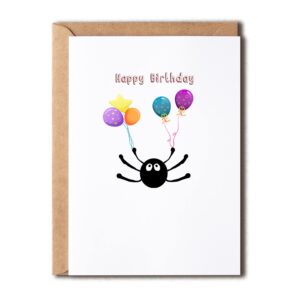 happy birthday card - studio ghibli soot ball birthday card spirited away totoro japanese anime friend hand drawn kiki - spider birthday card, 5 x 7 inches