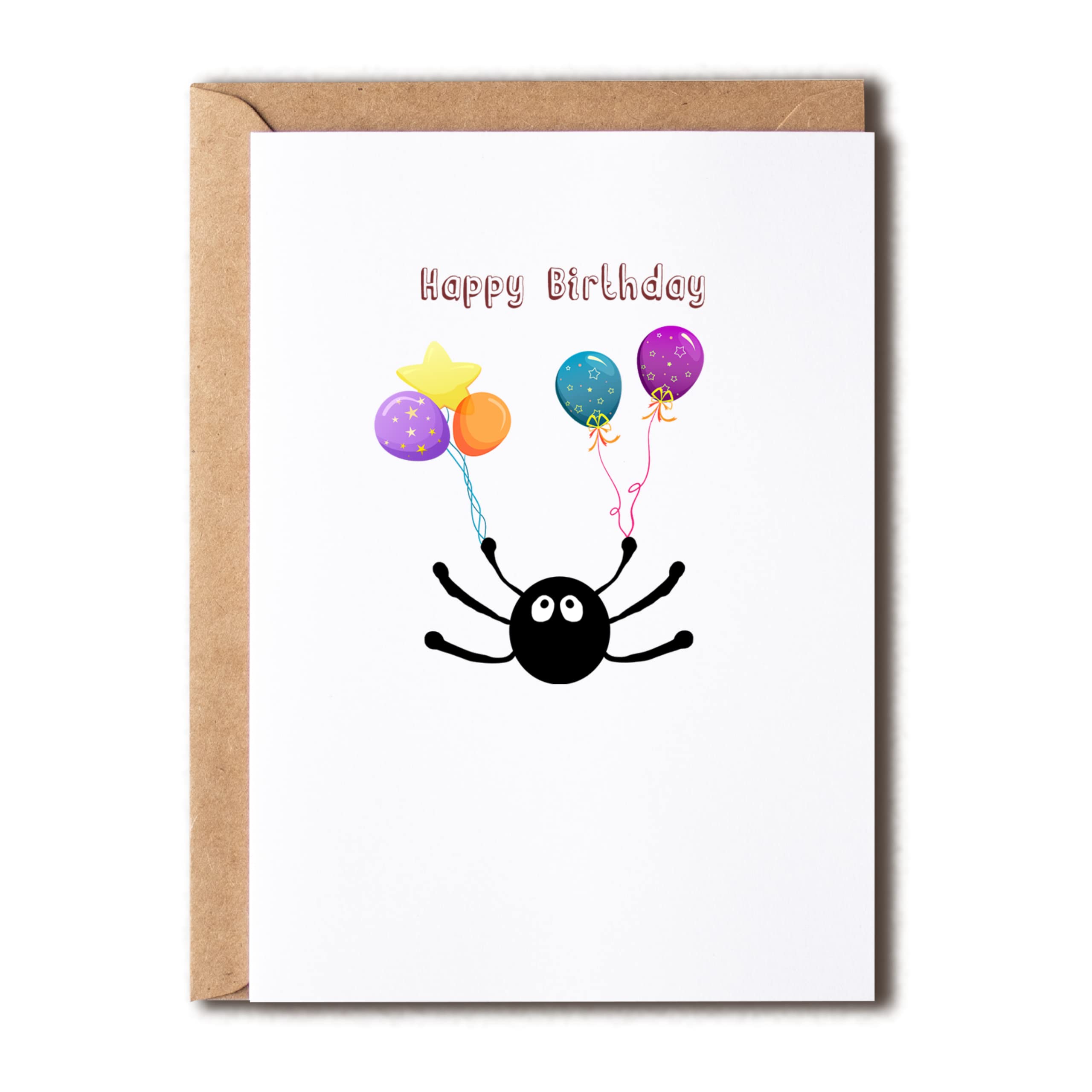 Happy Birthday Card - Studio Ghibli Soot Ball Birthday Card Spirited Away Totoro Japanese Anime Friend Hand Drawn Kiki - Spider Birthday Card, 5 x 7 inches