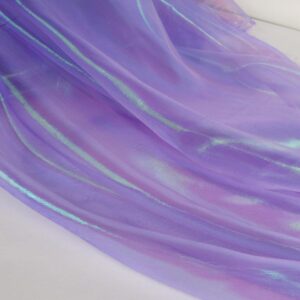 Sheer Iridescent Organza Fabric 58 Inches Wide - 5 Yards Precut - Shinny Wedding Party Decor Fairy Costume Voile Doll Clothes Sewing - Purple