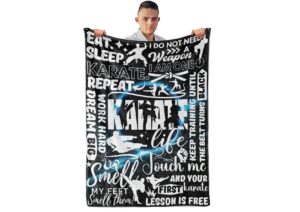 innobeta karate gifts, karate blanket, gifts for karate lovers, teens, boys, friends, flannel throw blanket, 50x65 inches