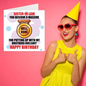 Funny Birthday Cards for Sister in Law - Massive Well Done - Joke Happy Birthday Card for Sister in law, Sister in law Birthday Gifts, 5.7 x 5.7 Inch Greeting Cards Gift from in laws