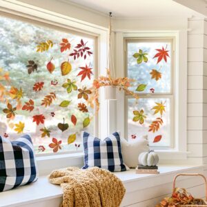 wondever Maple Leaves Thanksgiving Wall Stickers Autumn Fall Leaves Harvest Peel and Stick Wall Art Decals for Living Room Bedroom Kitchen