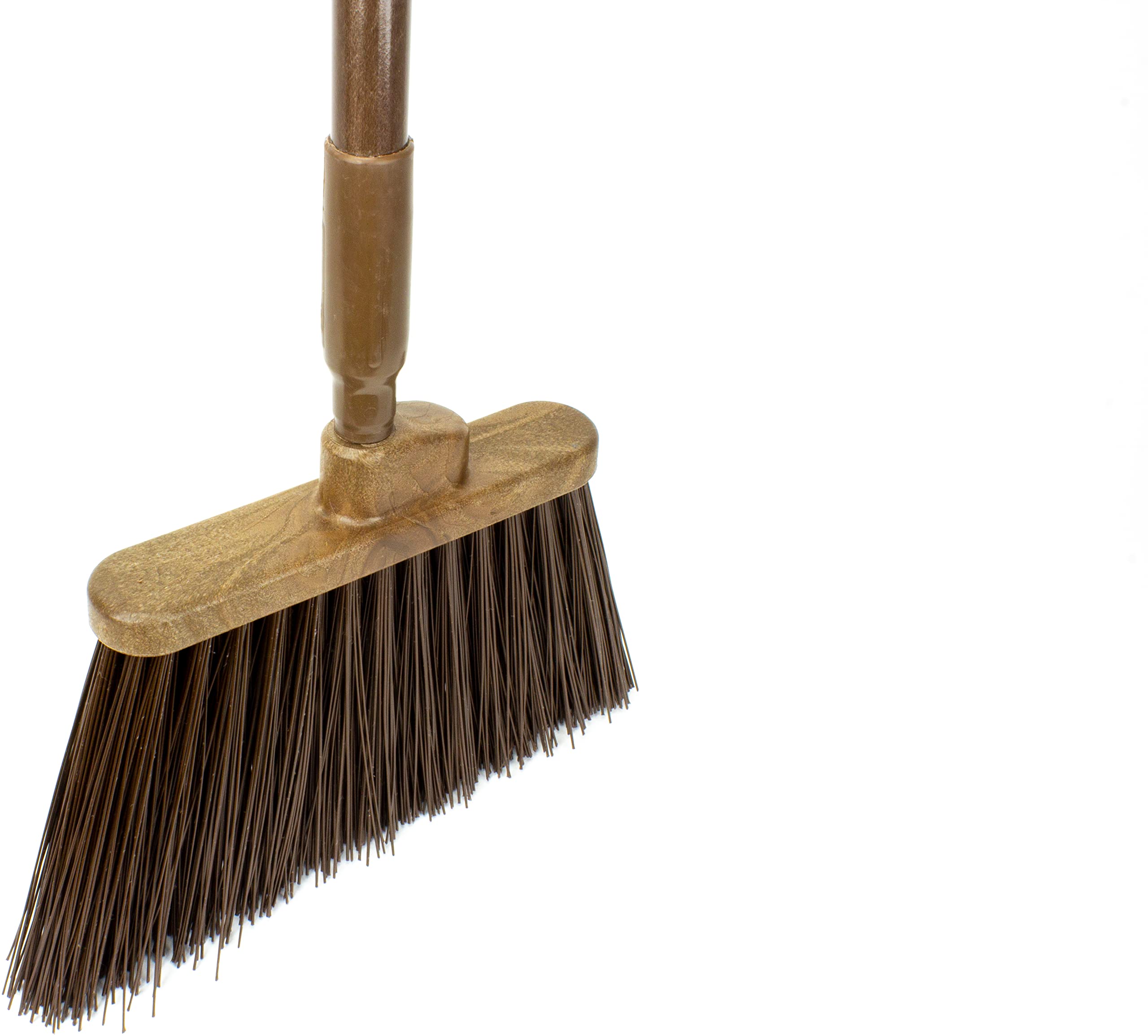 SPARTA 41083EC01 Plastic Color Coded Broom, Unflagged Bristles, Long Broom With Angled Head For Small Debris Cleaning, 56 Inches, Brown