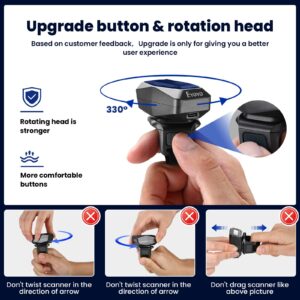 Eyoyo 2D QR Ring Barcode Scanner, Wearable Finger 3-in-1 USB Wired & 2.4G Wireless & Bluetooth Scanner, Left & Right Hand Wearable, Image 1D Warehouse Inventory Bar Code Reader for Android, iOS iPhone