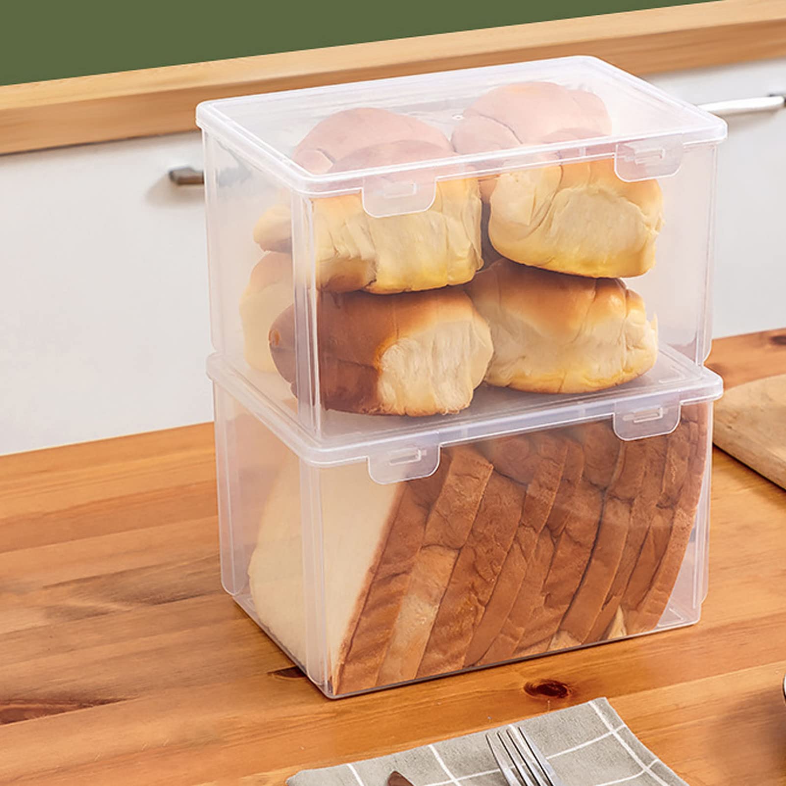 Hemoton Bread Storage Container Clear Plastic Bread Keeper Bread Box with Lid Bread Storage Bin Reusable for Kitchen Countertop Loaf Cake Toast Food