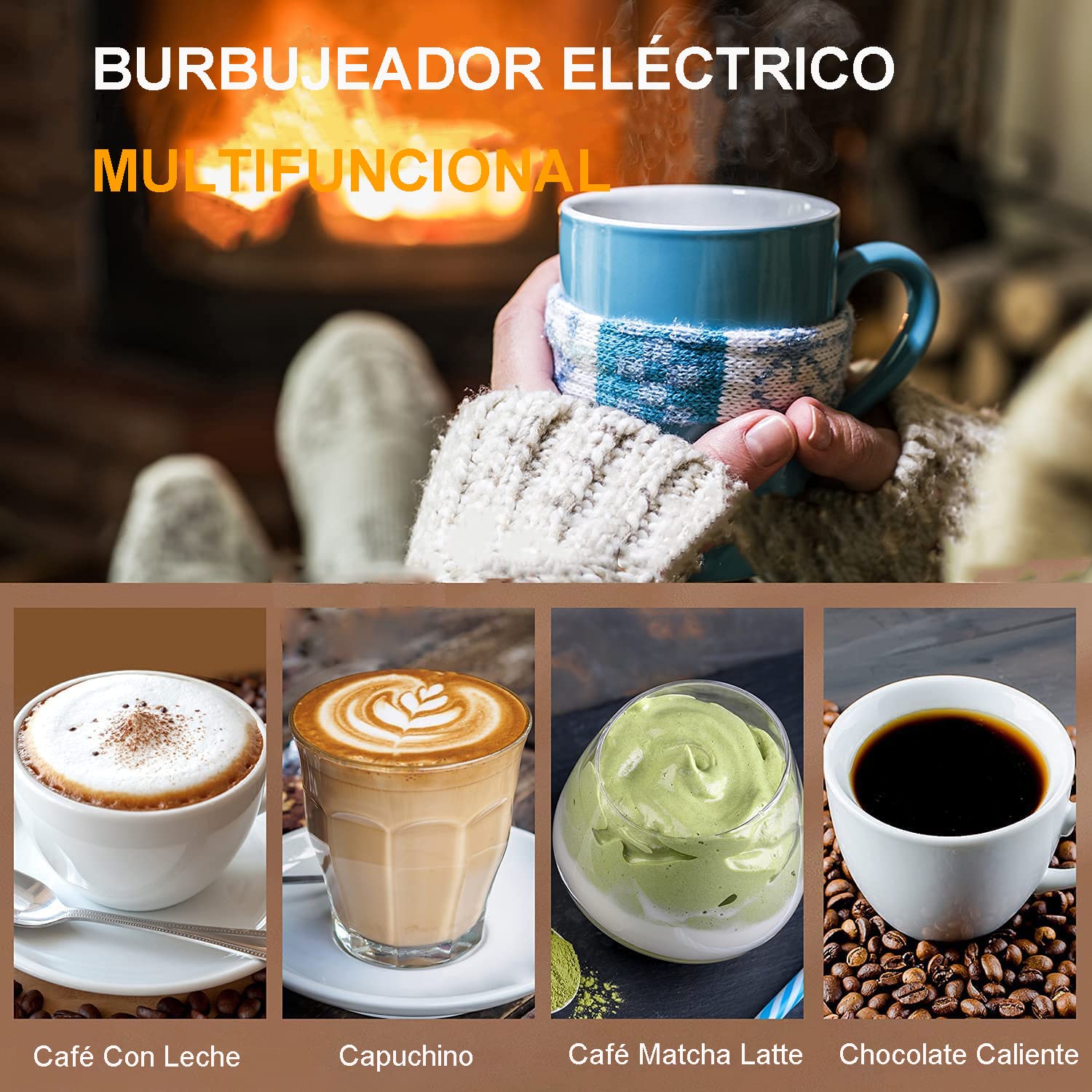 Milk Frother Handheld, Bauihr USB Rechargeable Electric Foam Maker with 3 Heads, 3 Adjustable Speeds Mini Milk Foamer for Latte, Cappuccino, Coffee, Hot Chocolate, Matcha