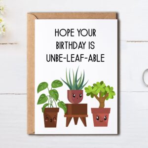 OystersPearl Hope Your Birthday Is Unbe-Leaf-Able Card - Birthday Card - Plant Birthday Card - Happy Birthday Card - Plant Lady Card - Birthday Greeting