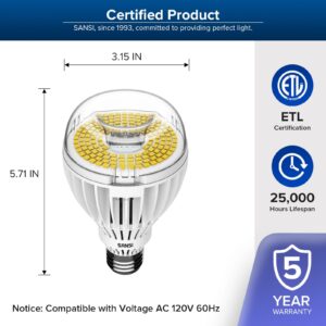 SANSI 350W Equivalent A21 LED Light Bulbs, 5500 Lumens 5000K Daylight Light Bulbs, Non-Dimmable E26 Bulb w/Ceramic Technology, 22.5 Years Lifetime, 36W Power Energy Saving LED Bulb for Home Workspace