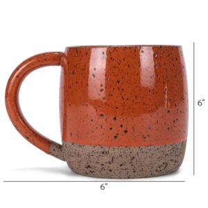 Elanze Designs Speckled Raw Bottom 17 ounce Ceramic Mug, Burnt Orange