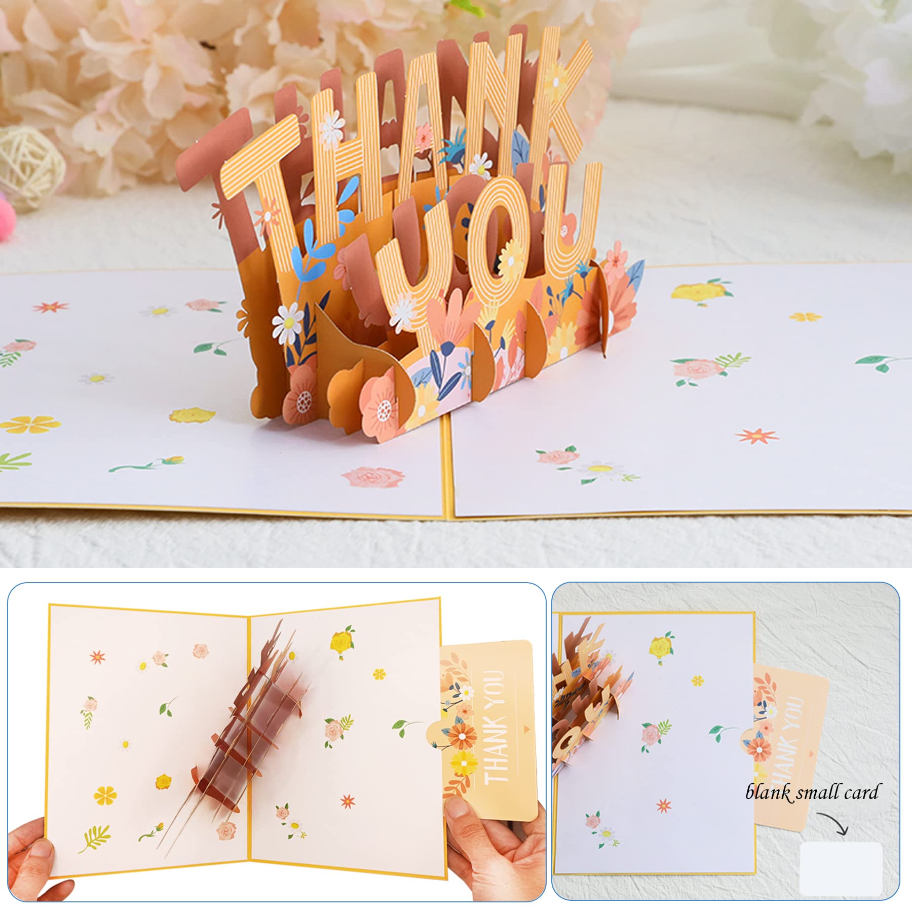 Niewalda Thank You Pop Up Card, 5.9x7.9-3D Pop Up Greeting Card, Thank You Card for Family, Teachers, Friends, Colleague