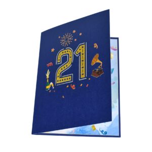 Greeting Art 21st Birthday Pop Up Card, Laser Cut, 3D Design, Includes Envelope