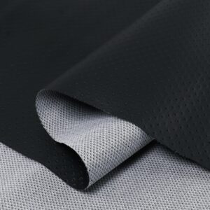 Black Soft Semi Perforated Leather Fabric 0.6mm Faux Marine Vinyl Leather Sheet Breathable & Wear Resisting for Vehicle Interior,Furniture Seats,Hand Made (5yard)