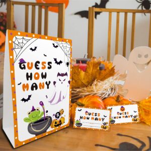 Halloween Bridal Shower Game Sign and Card, Halloween Guess How Many Party Game Set, 1 Sign With 50 Guess Tickets –LK-014