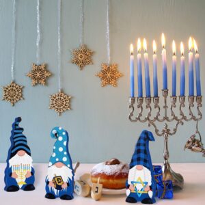 3 Pieces Hanukkah Gnomes Wood Blocks, Hanukkah Table Decorations Chanukah Table Centerpieces Wooden Gnomes Signs for Desk Shelf Display Holiday Party Home Supplies Decorations