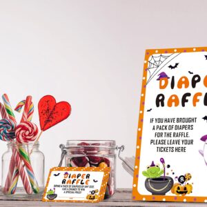 Halloween Diaper Raffle Game Sign and Card, Halloween Baby Shower Party Game Set, 1 Sign With 50 Raffle Tickets –LK-013