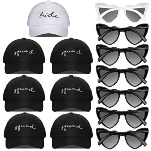 zhanmai 14 pcs bachelorette party hats and heart sunglasses squad hats bride baseball hats bride bridesmaid sunglasses (squad)