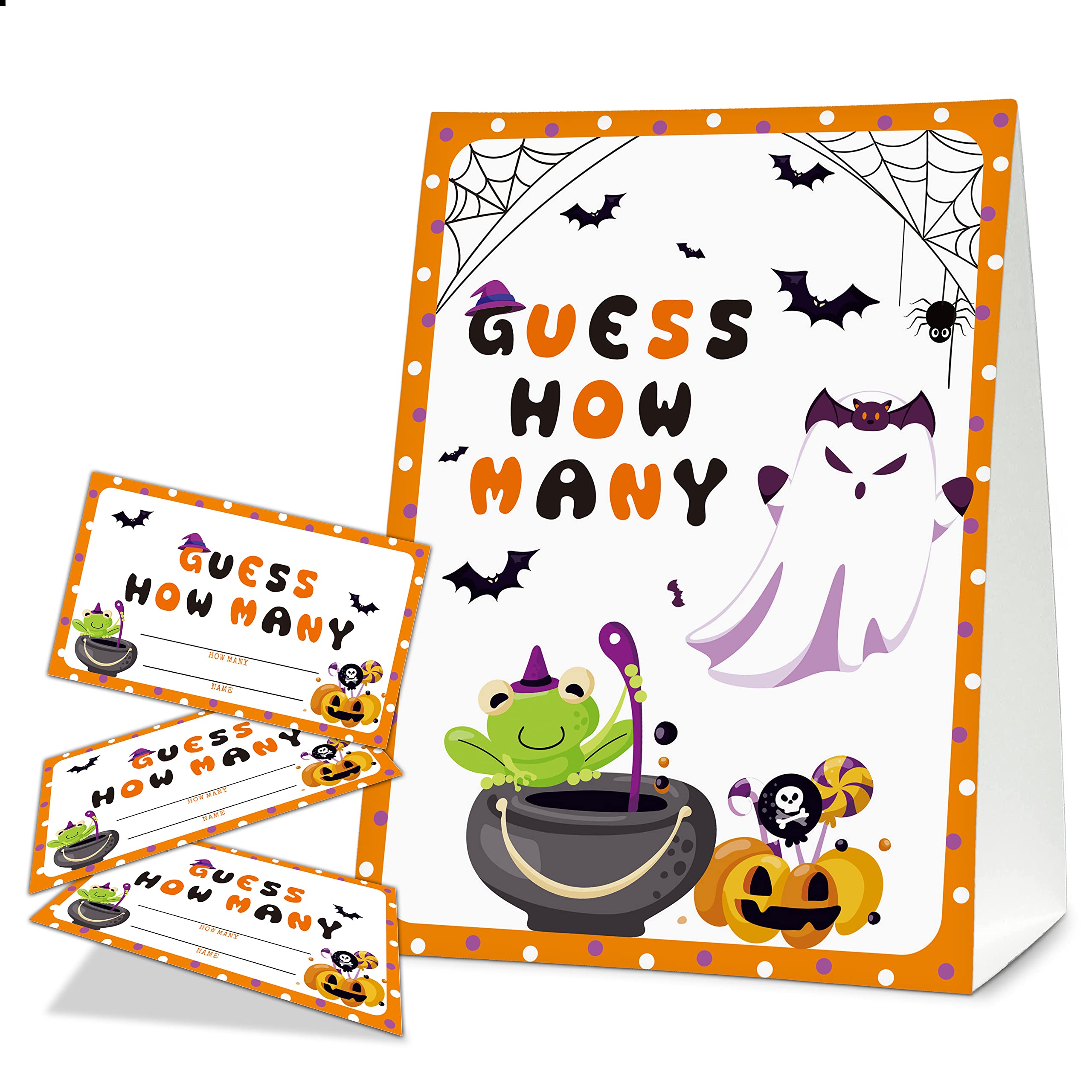 Halloween Bridal Shower Game Sign and Card, Halloween Guess How Many Party Game Set, 1 Sign With 50 Guess Tickets –LK-014