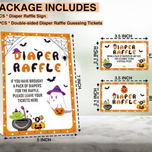 Halloween Diaper Raffle Game Sign and Card, Halloween Baby Shower Party Game Set, 1 Sign With 50 Raffle Tickets –LK-013