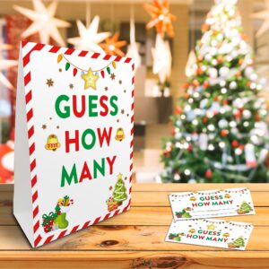 Christmas Bridal Shower Game Sign and Card, Christmas Guess How Many Party Game Set, 1 Sign With 50 Guess Tickets –LK-016