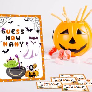 Halloween Bridal Shower Game Sign and Card, Halloween Guess How Many Party Game Set, 1 Sign With 50 Guess Tickets –LK-014