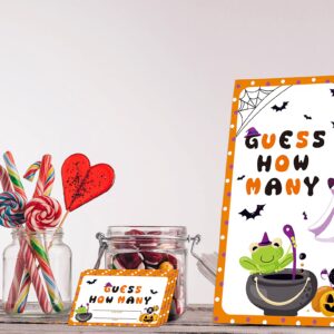 Halloween Bridal Shower Game Sign and Card, Halloween Guess How Many Party Game Set, 1 Sign With 50 Guess Tickets –LK-014