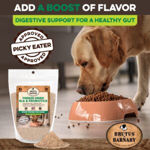 Freeze Dried Dog Food Toppers For Picky Eaters - Raw Elk - Digestive Strength Dog Food Flavoring Supports Gut Health With Healthy Probiotics - Enhance Your Dogs Meal With This Flavor Packed Mix