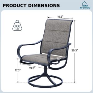 MFSTUDIO 4 Pieces Patio Sling Dining Swivel Chairs Quick Dry Foam Padded with Steel Metal Frame Chairs Outdoor Furniture