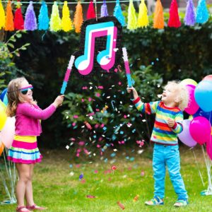 Small Music Party Piñata Birthday Party Decorations DJ Short Video Party Social Media Theme Party Baby Shower with Wooden Stick Paper Blindfold Confetti Set for Boys Girls Adults, 16.1 x 12 x 2.8 Inch