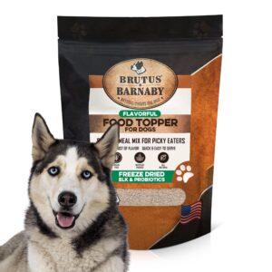 freeze dried dog food toppers for picky eaters - raw elk - digestive strength dog food flavoring supports gut health with healthy probiotics - enhance your dogs meal with this flavor packed mix