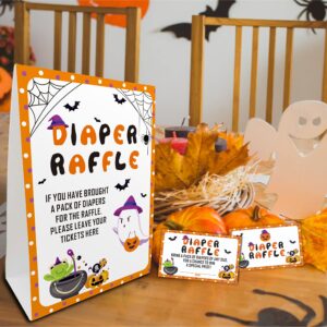 Halloween Diaper Raffle Game Sign and Card, Halloween Baby Shower Party Game Set, 1 Sign With 50 Raffle Tickets –LK-013