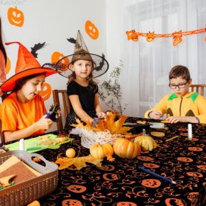 KatchOn, Pumpkin Halloween Tablecloth Plastic - 54x90 Inch, Pack of 3 | Pumpkin Tablecloth, Black and Orange Halloween Table Covers | Halloween Table Cloth Disposable, Pumpkin Halloween Decorations