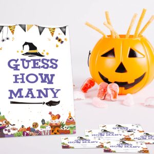 Halloween Bridal Shower Game Sign and Card, Halloween Guess How Many Party Game Set, 1 Sign With 50 Guess Tickets –LK-012