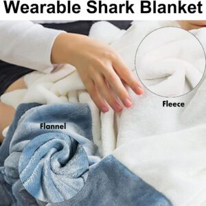 Shark Blanket For Adult, Wearable Shark Blanket Hoodie Super Soft Cozy Flannel, Boys Girls Shark Onesie