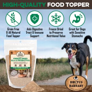 Freeze Dried Dog Food Toppers For Picky Eaters - Raw Elk - Digestive Strength Dog Food Flavoring Supports Gut Health With Healthy Probiotics - Enhance Your Dogs Meal With This Flavor Packed Mix