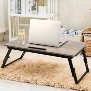 jmlhmxc bamboo laptop desk bed tray table adjustable table for computer tilting top foldable leg with drawer