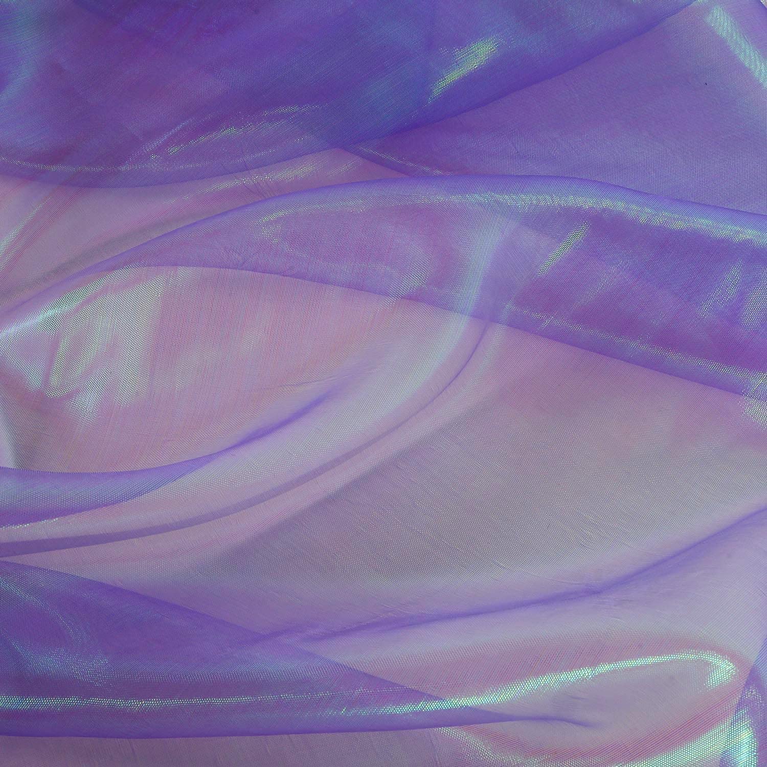 Sheer Iridescent Organza Fabric 58 Inches Wide - 5 Yards Precut - Shinny Wedding Party Decor Fairy Costume Voile Doll Clothes Sewing - Purple