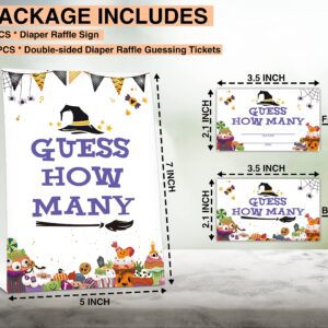 Halloween Bridal Shower Game Sign and Card, Halloween Guess How Many Party Game Set, 1 Sign With 50 Guess Tickets –LK-012